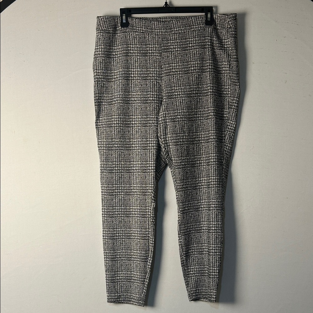 Nanette Lepore Pull On Ankle, Stretch Metallic Plaid XL, Pant XL